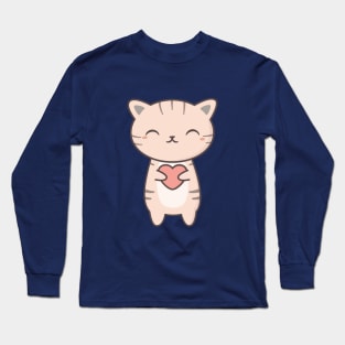 Stripy Kawaii Cute Cat Long Sleeve T-Shirt